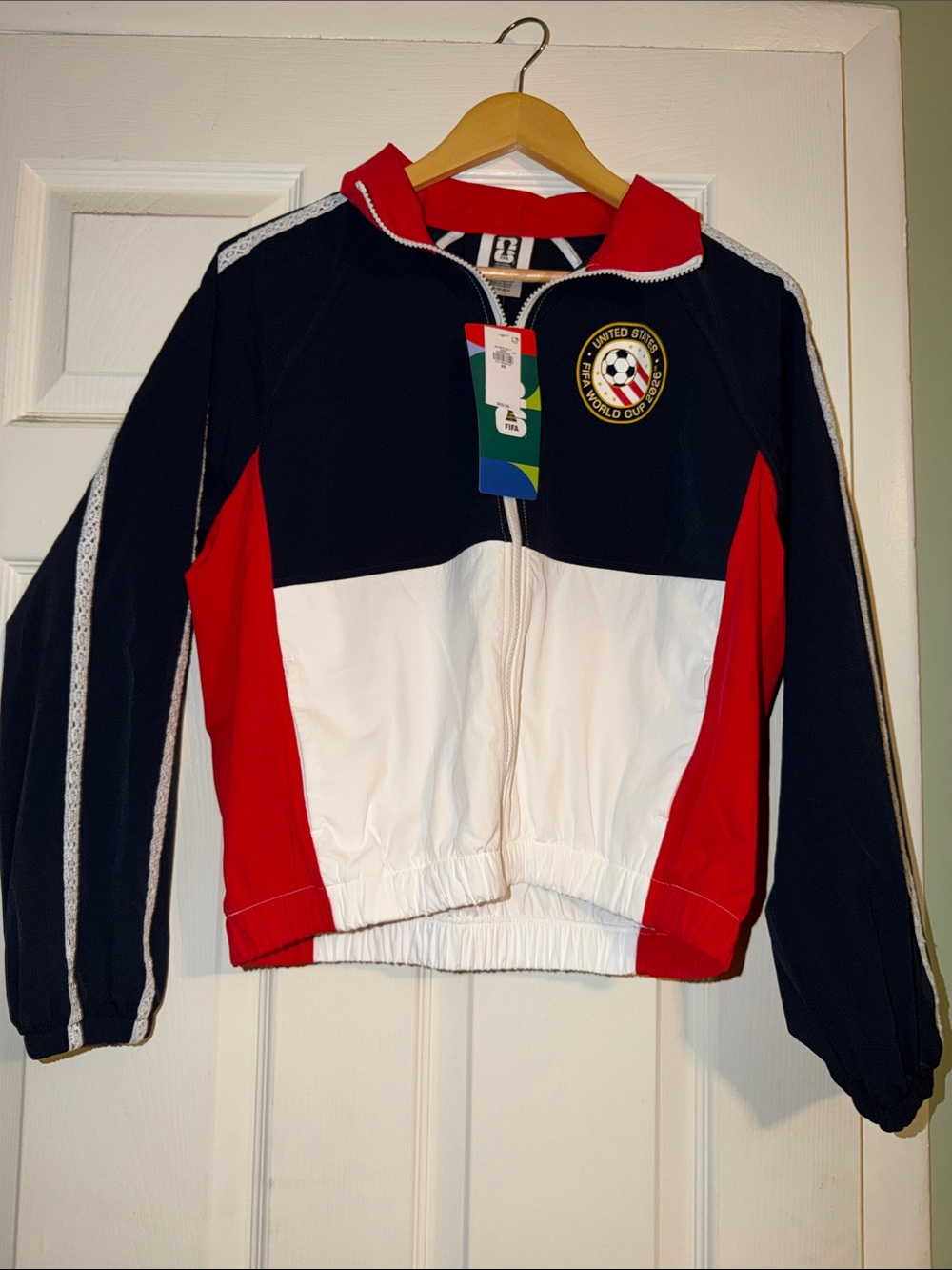 Old Navy Navy, White & Red Colorblock Zip-Front Track Jacket